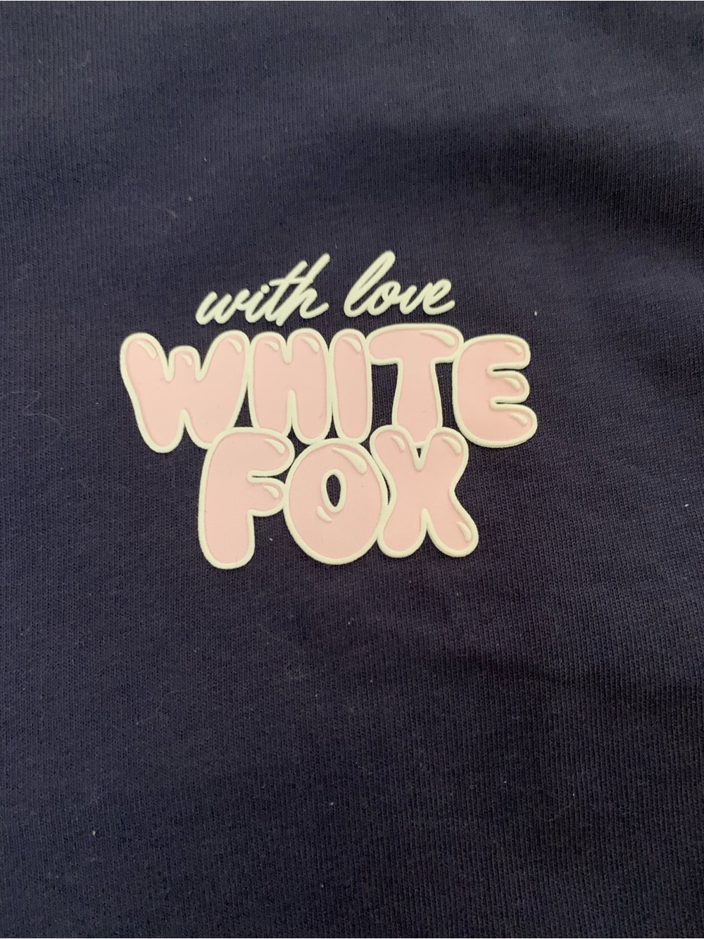 White Fox Navy Graphic Tee with Pink Logo